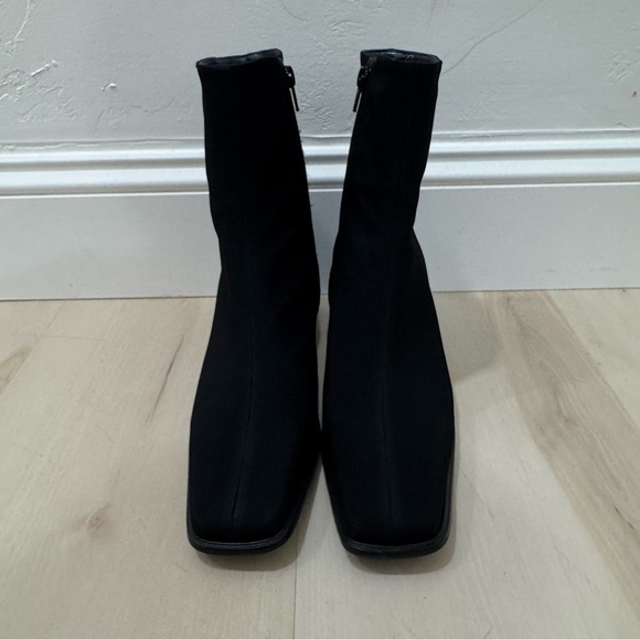 EUC Stewart Weitzman Windy Gore-Tex Black Bootie Boots Women's 9B Square Toe - Picture 5 of 14